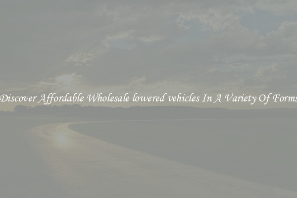 Discover Affordable Wholesale lowered vehicles In A Variety Of Forms